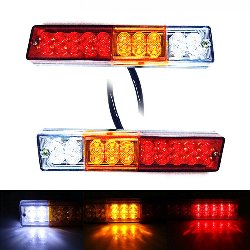 2x 12V 20LED Truck Trailer Tail Lights Turn Signal Reverse Brake Stop Rear Lamp