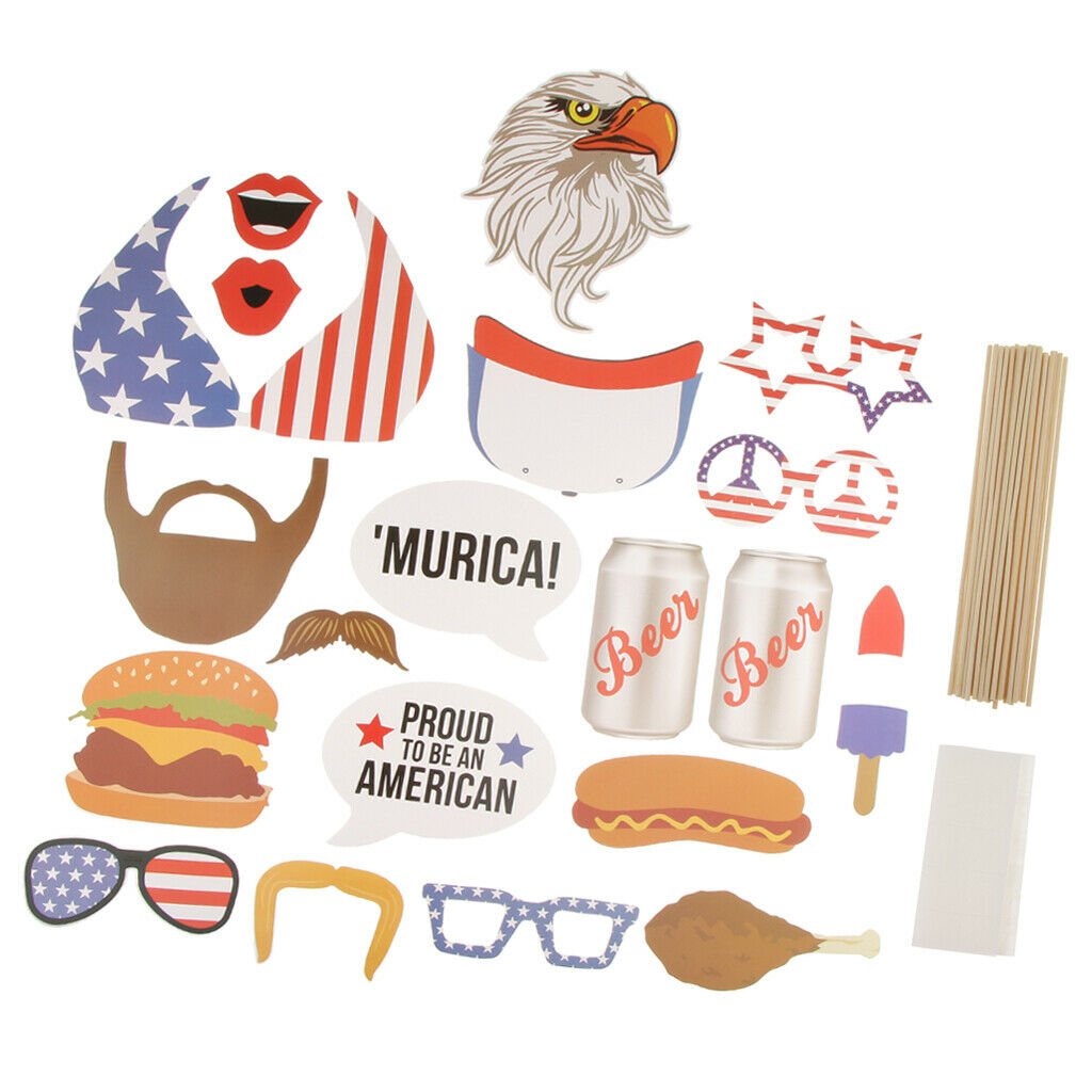 20 Pieces Funny USA Independent Day Photo Booth Prop July 4th Party Decor