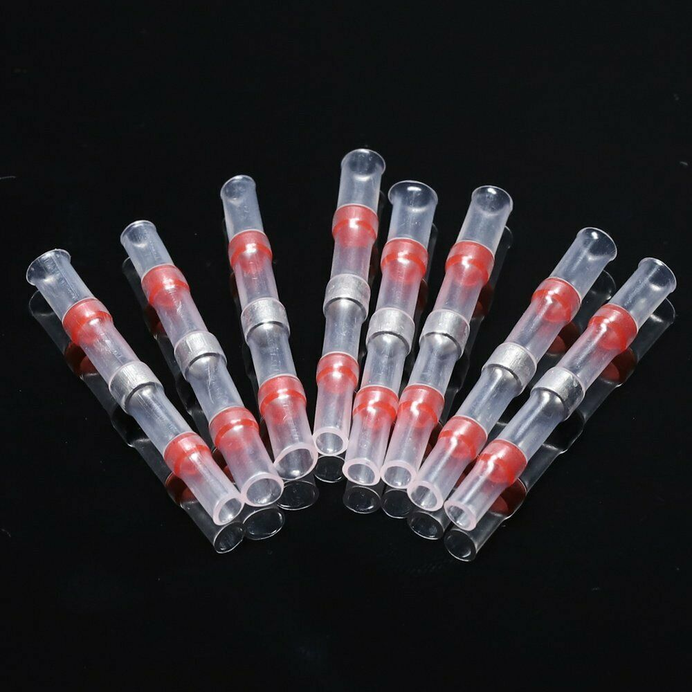 200Pcs Waterproof Solder Sleeve Heat Shrink Wire Splice Connectors 22-18AWG red