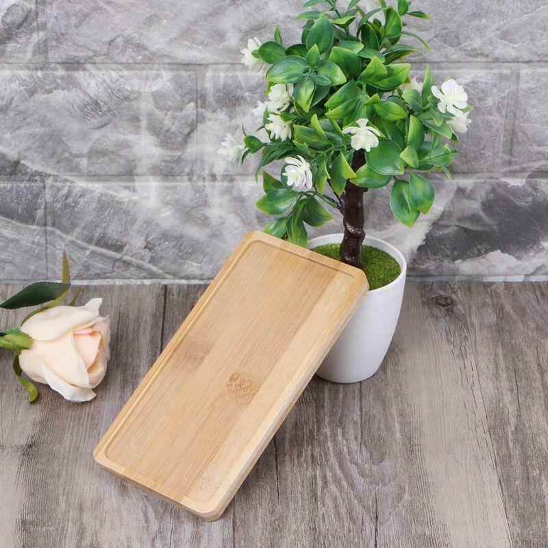 Rectangle Shape Bamboo Saucer Plant Tray Mini Plant Flower Pot Stand Favor Pot