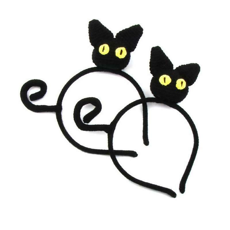 Handmade Knitted Cat Headbands Cartoon Animal Headwear Birthday Hair Prop