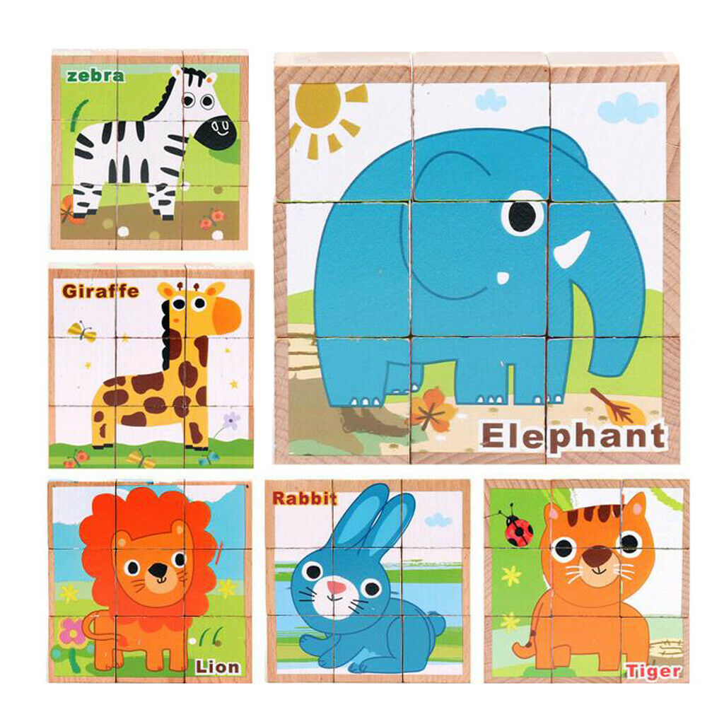 Wooden Animals Building Blocks Preschool   Block Jigsaw Travel Puzzle