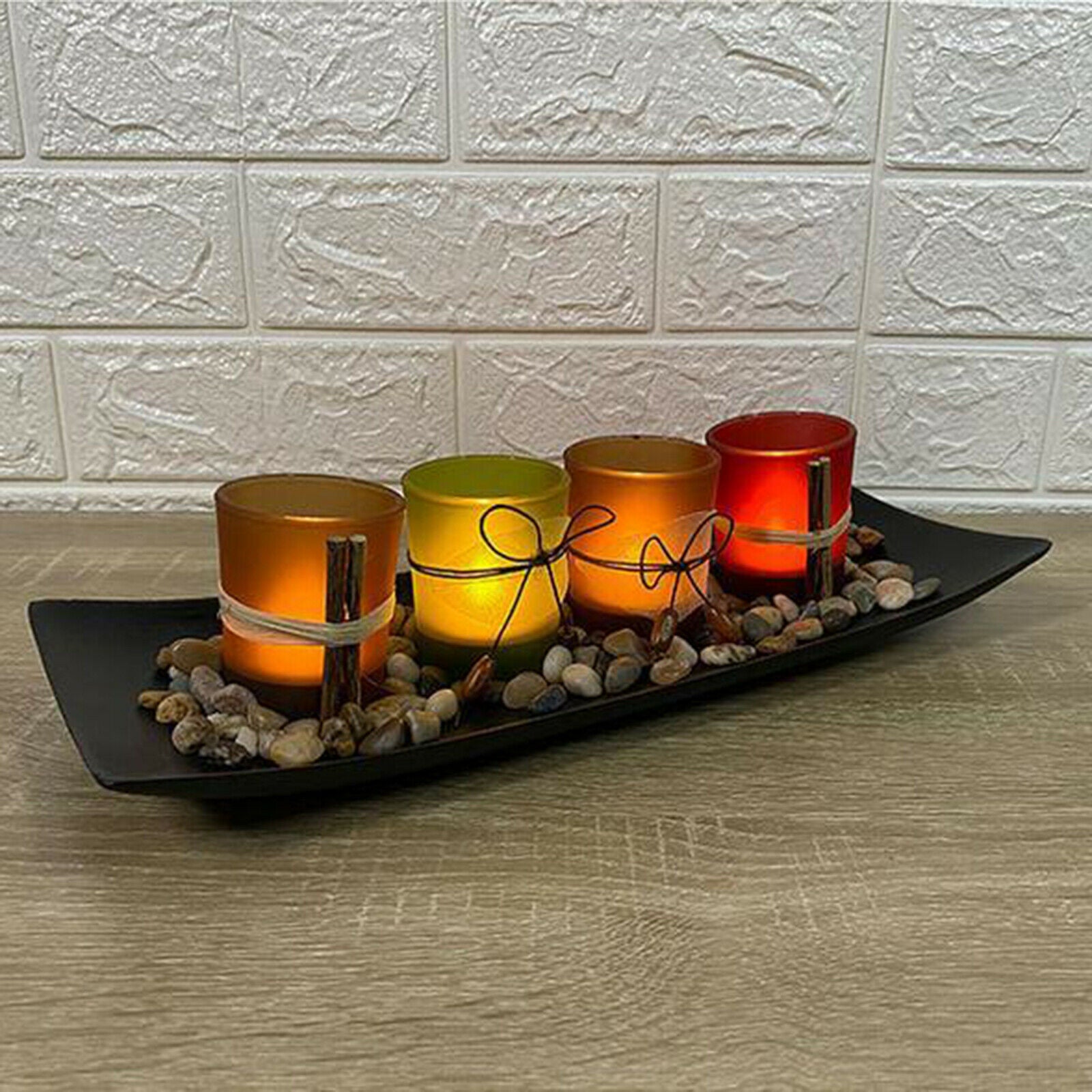 Glass Candle Holder Set Table Centerpiece Birthday Home Living Room Decor
