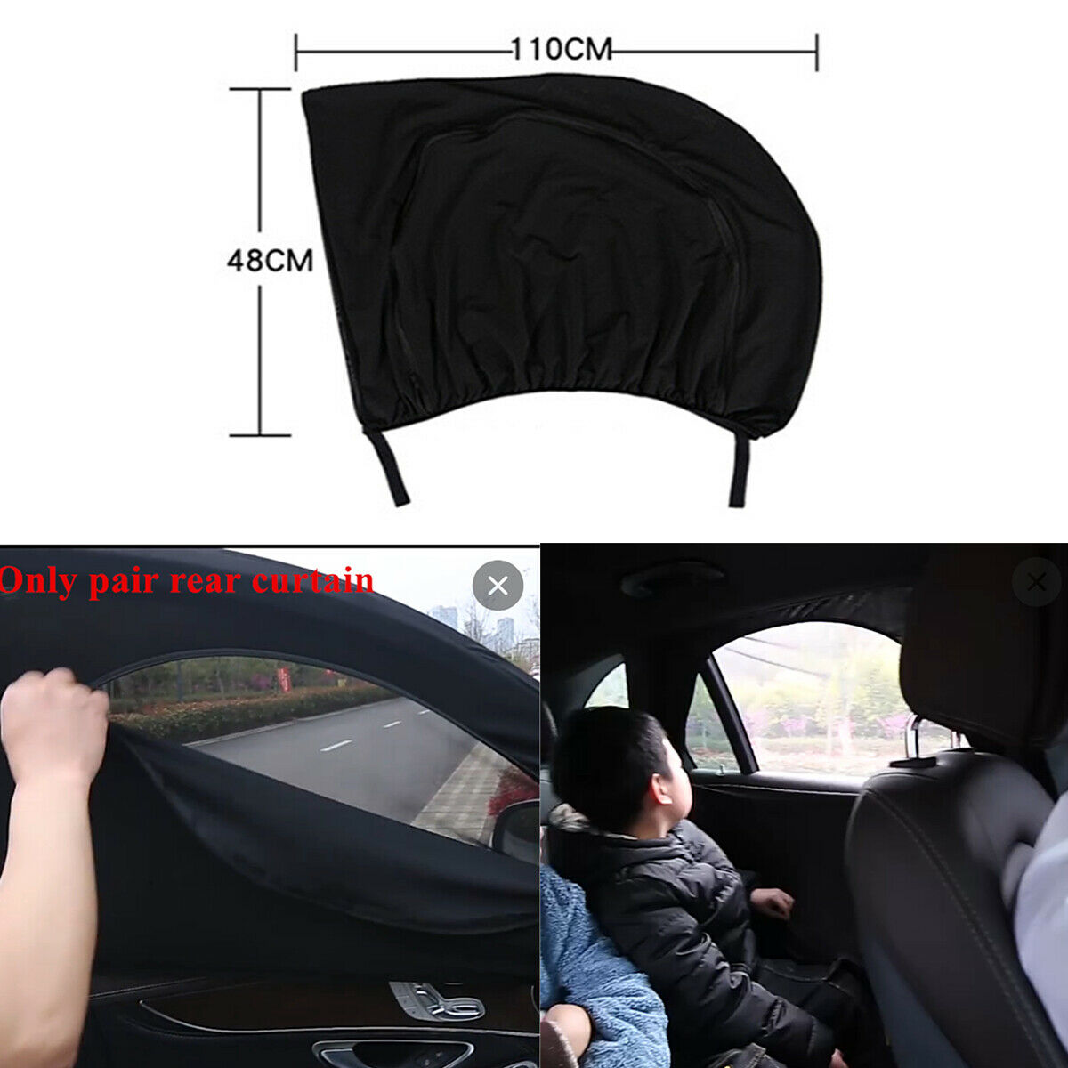 1 Pair Car Rear Sun Shade Anti-UV Windshield Visor Cover Universal Fit For Sedan