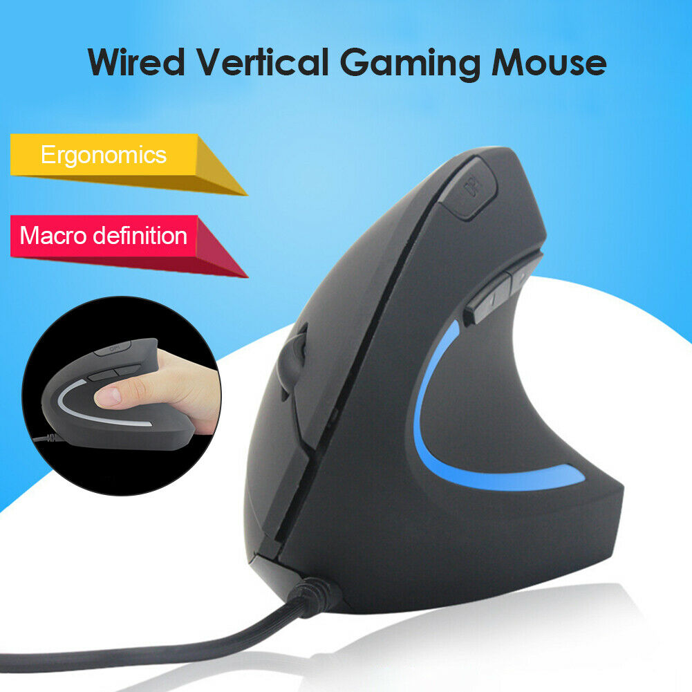 Wired Vertical Ergonomic Gaming Mouse Programmable Optical Mice for PC @