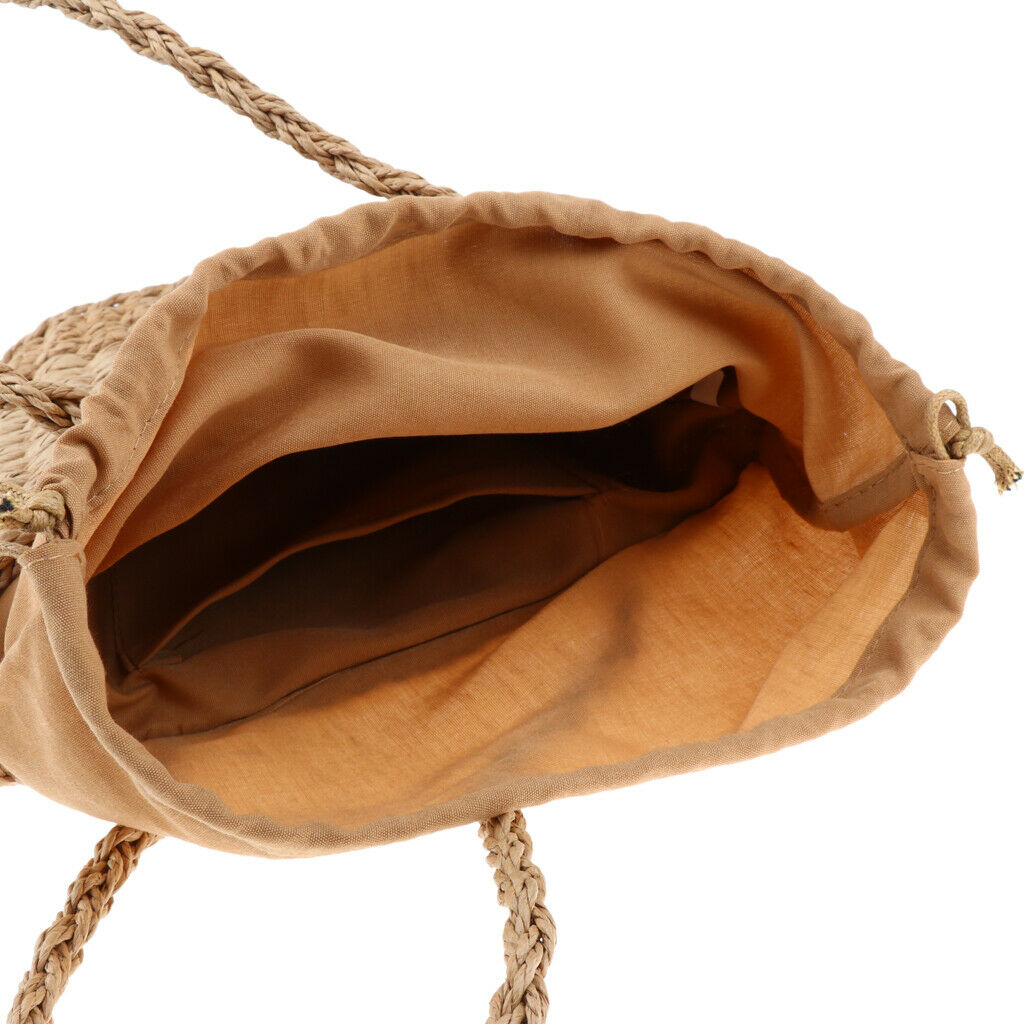 Lady Summer Straw Beach Bag Tote Shoulder Basket Shopping Handbag Bags Khaki