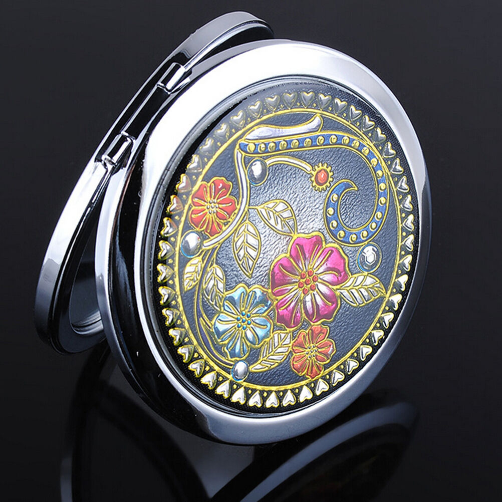 Crystal Folding Round Pocket Compact Makeup Cosmetic Mirror Portable Usefu.l8