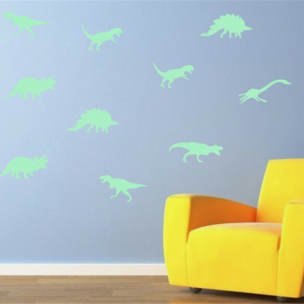 9x Glow in the Dark Luminous Dinosaurs Stickers Kids Room Wall Art DecoratioADD
