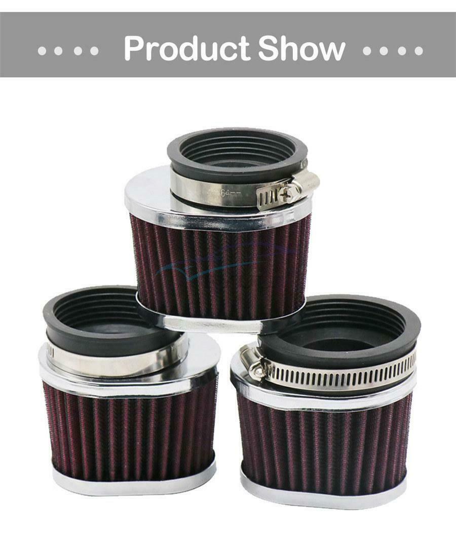 Universal For off-road Motorcycle Scooters 60mm High Flow Air Filter Red x2