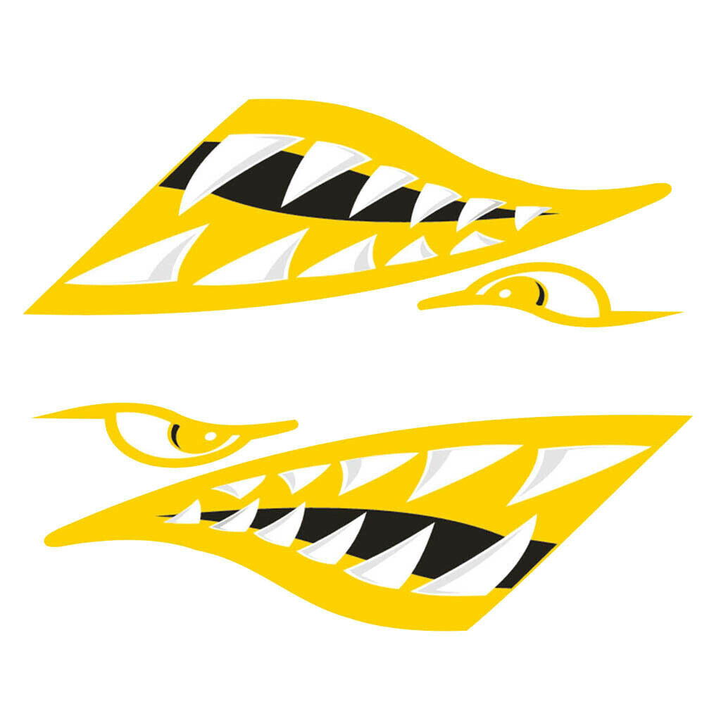 4 Pieces Vinyl Large Shark Teeth Mouth Decals Stickers for Kayak Canoe Boat
