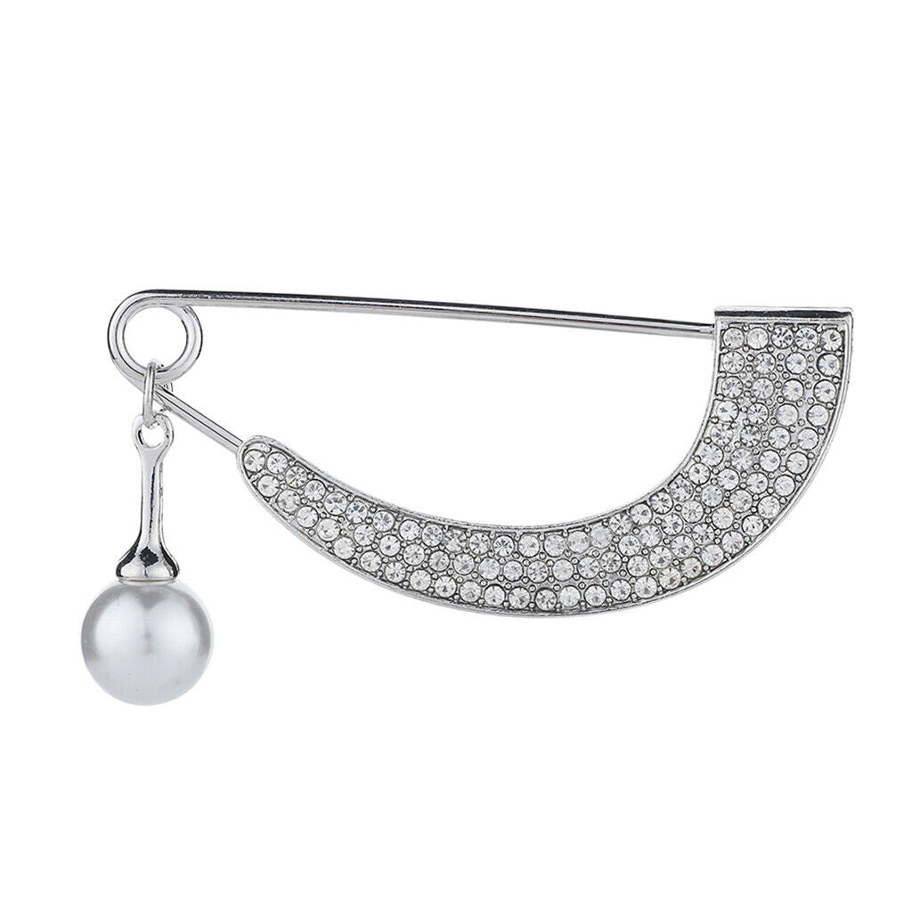 2 Pcs Women's Elegant Shawl Clip Sparkling Full Crystal Brooch Safety Pin