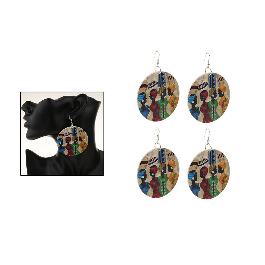2 Pair Natural European Hot Wood Earring Personalized for Girl Birthday Gift