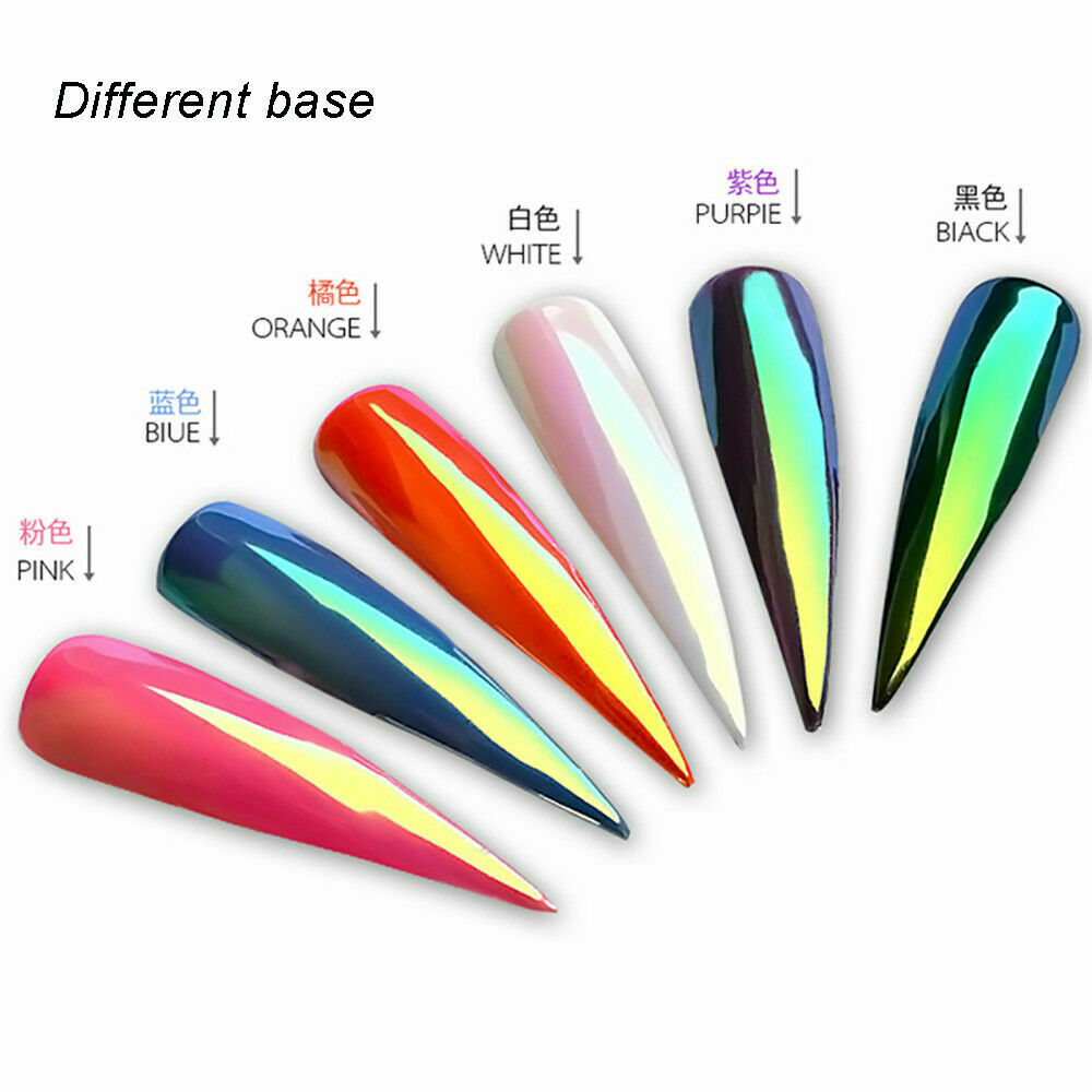 Mermaid Effect Pigment Nails Art Powder Dust Iridescent Neon Glitter Mirror Hot
