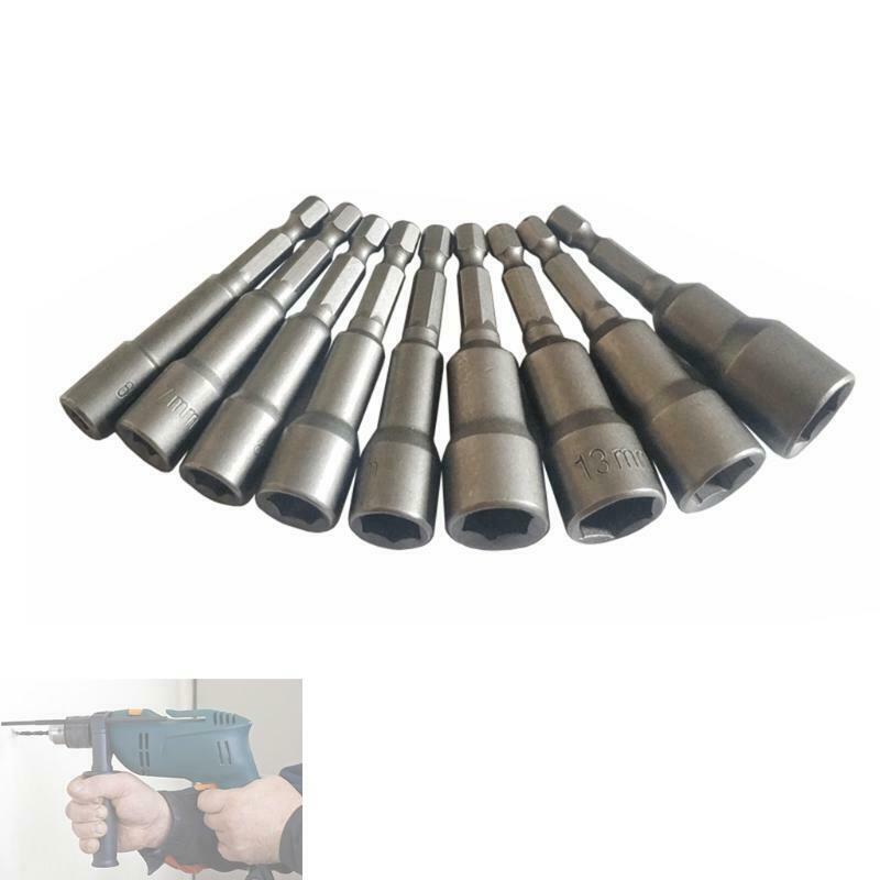 Screwdriver Set Bits Sets Tools Hex Socket Sleeve Nozzles 9pcs/set 1/4 Nut Drive