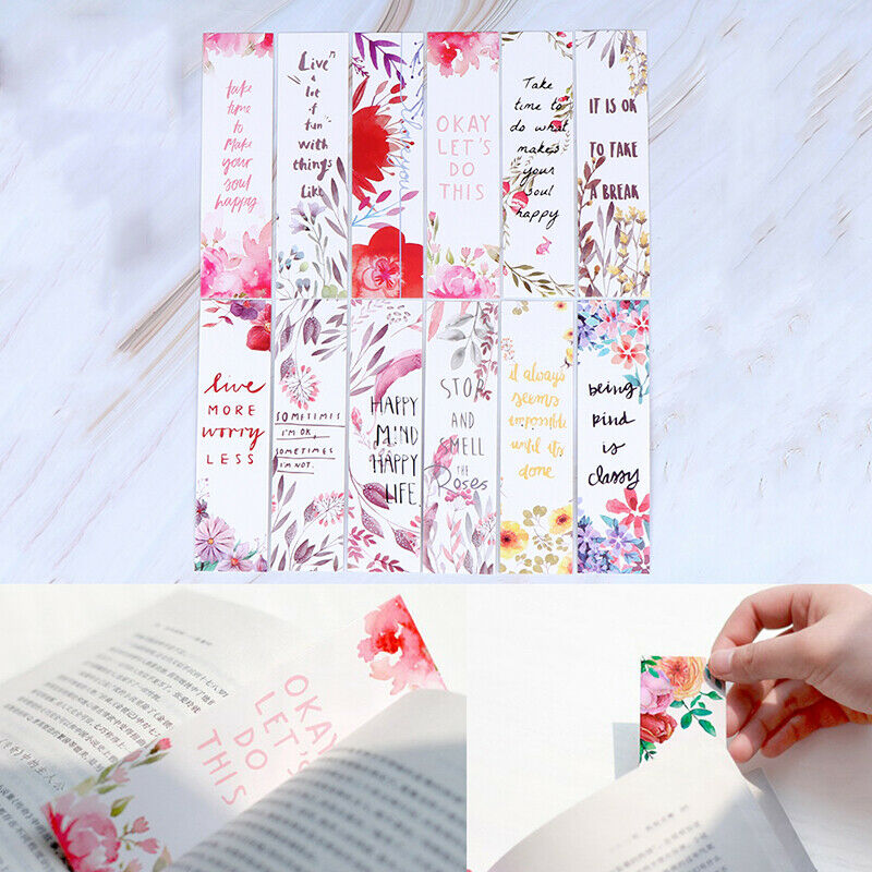 30pcs/set Flowers Bookmarks Message Cards Book Notes Paper Page Holder fo.l8