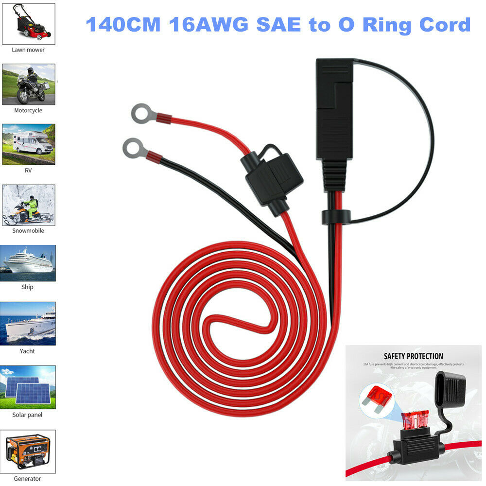 140CM 16AWG SAE to O Ring Cord 12-24V SAE Connect Cable Adapter Battery Charging