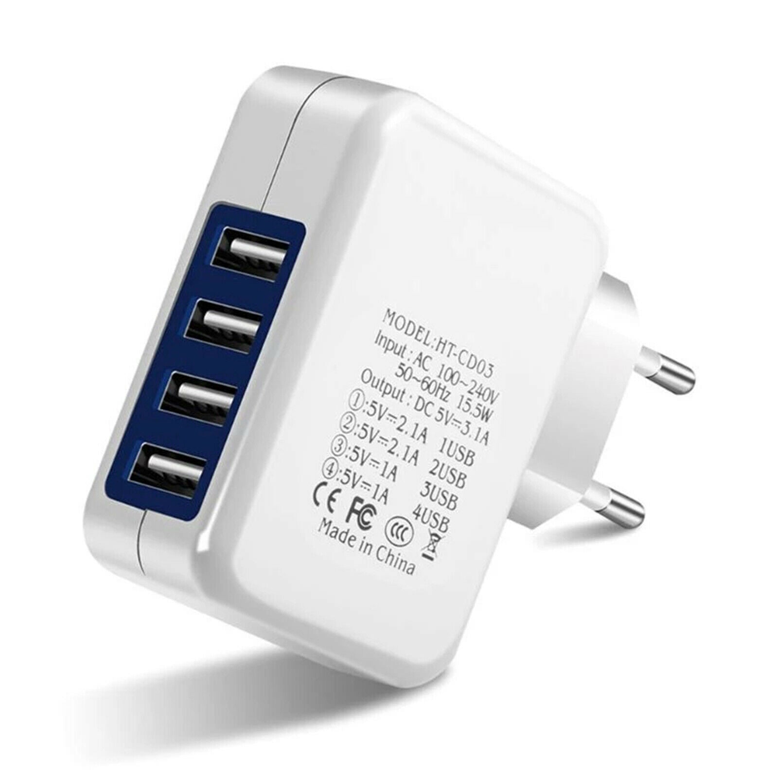 4 USB Port Fast Charger Wall Wall Plug Travel Power Adapter Charging EU Plug