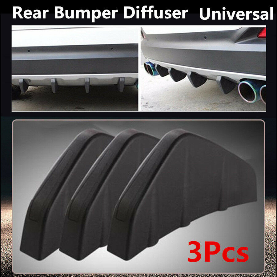 3Pcs Universal Auto Car Rear Bumper Diffuser Molding Shark Fin Spoiler Protector