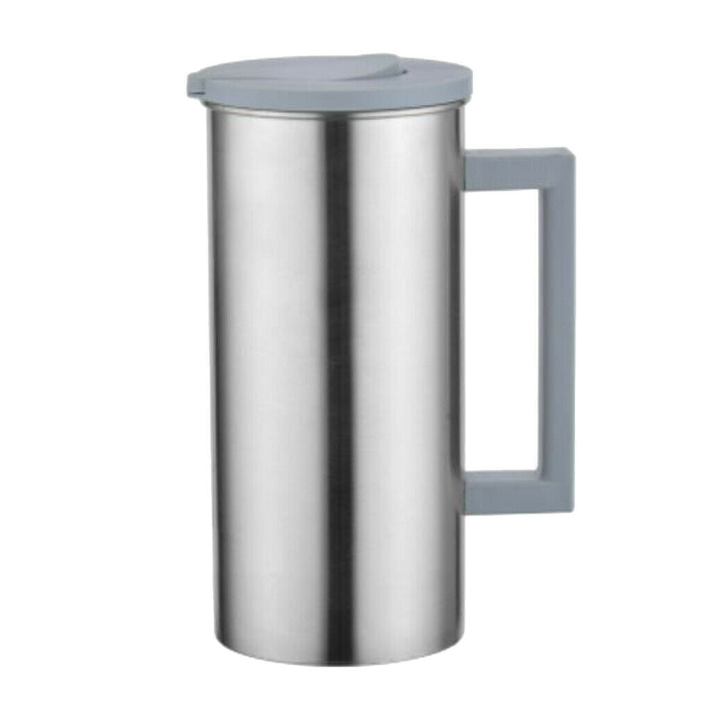 Pack of 2, Stainless Water Pitcher Grey Ice Tea Jar Kitchen Restaurant Cafe
