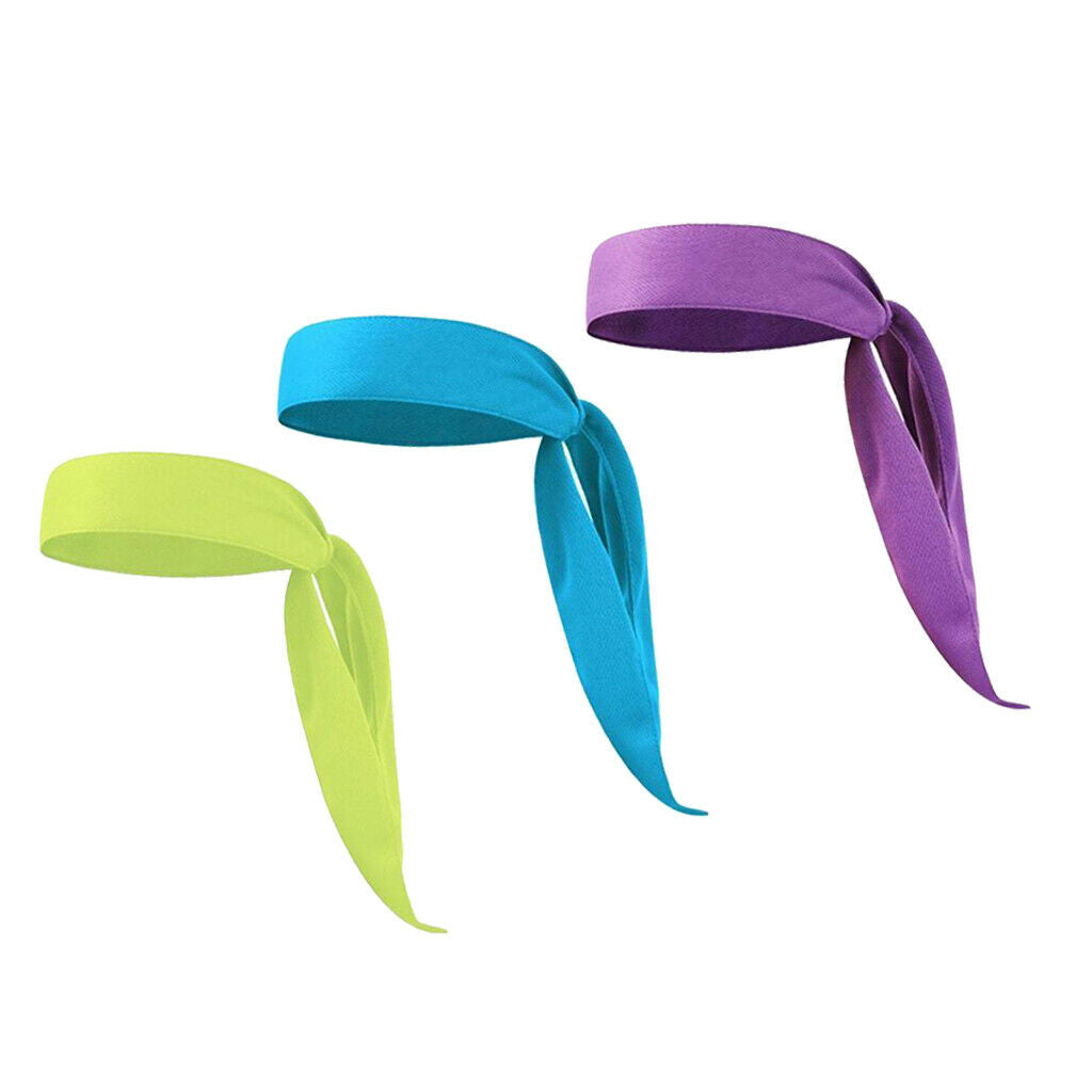3x Fashion Stretch Sweatband Hairband for Tennis Fitness Gym Basketball