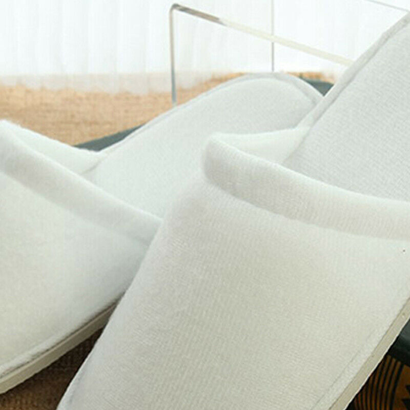 Women Men Disposable Spa Hotel Guest Slippers Close Toe Terry Style Slippers