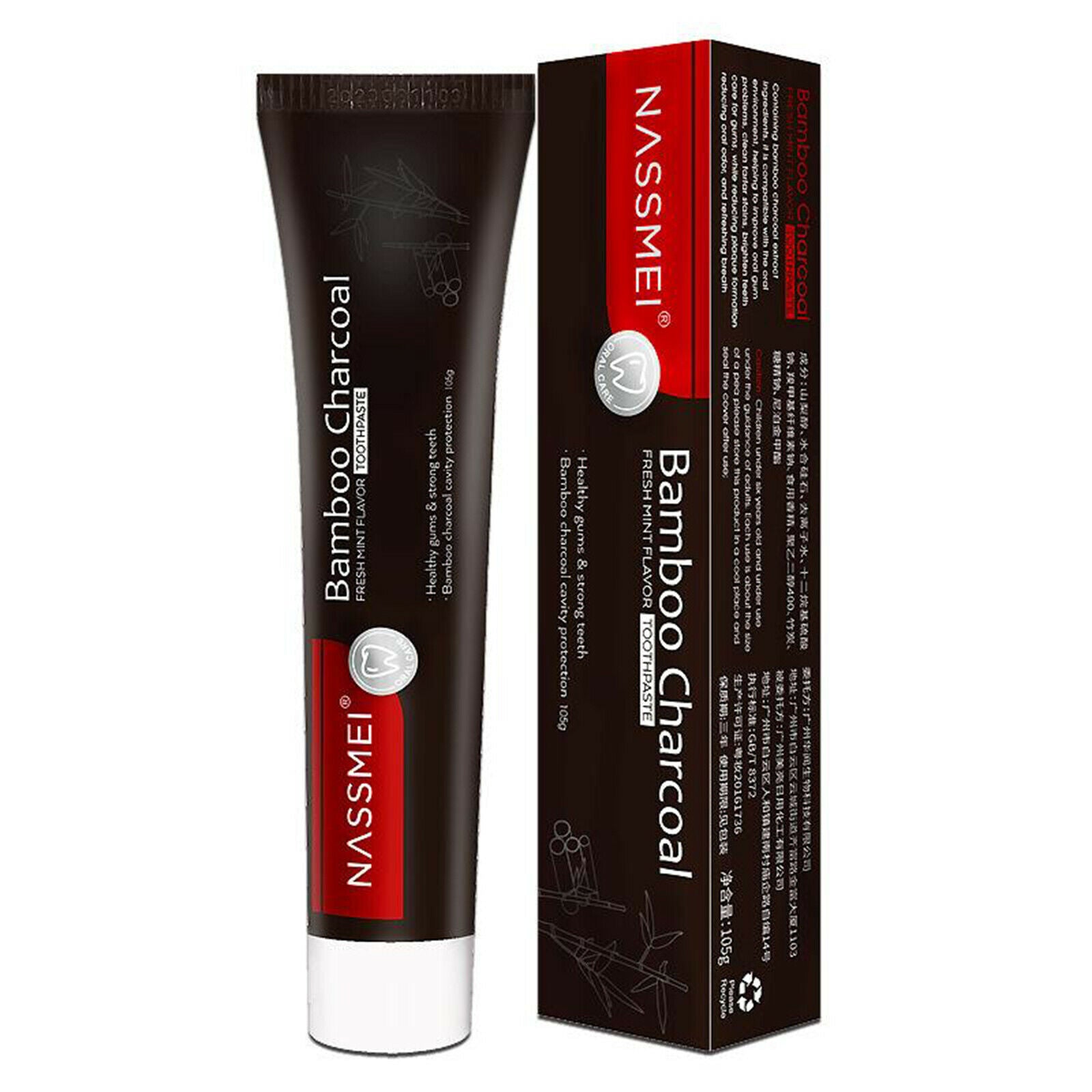 Bamboo Activated Charcoal Teeth Whitening Toothpaste Polishes Teeth Whitener