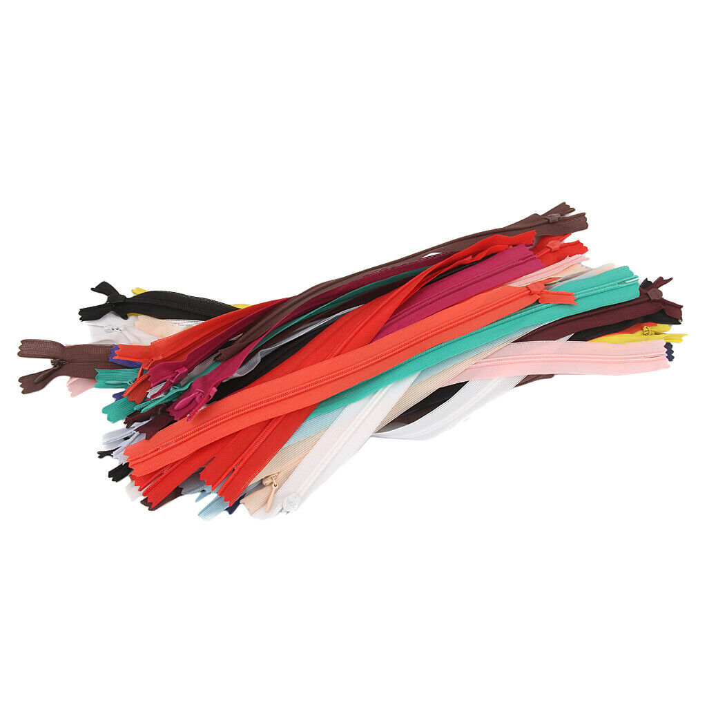 Lot 50 Assorted CONCEALED INVISIBLE NYLON ZIPS SEWING CLOSED END ZIPPERS 7
