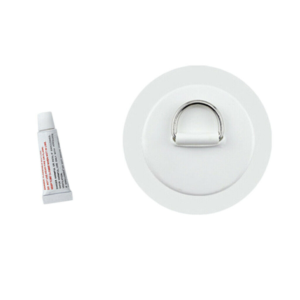 4X Stainless D-Ring Pad/Patch PVC Boat Raft Kayak Surfboard w/Glue Strong White