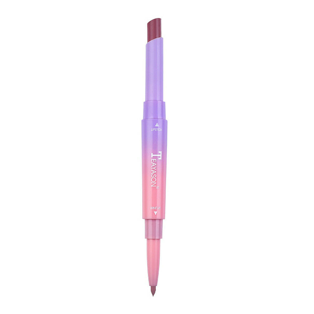 Double Head Lip Liner Waterproof Matte Longlasting Lipliner Pen Peach Pink