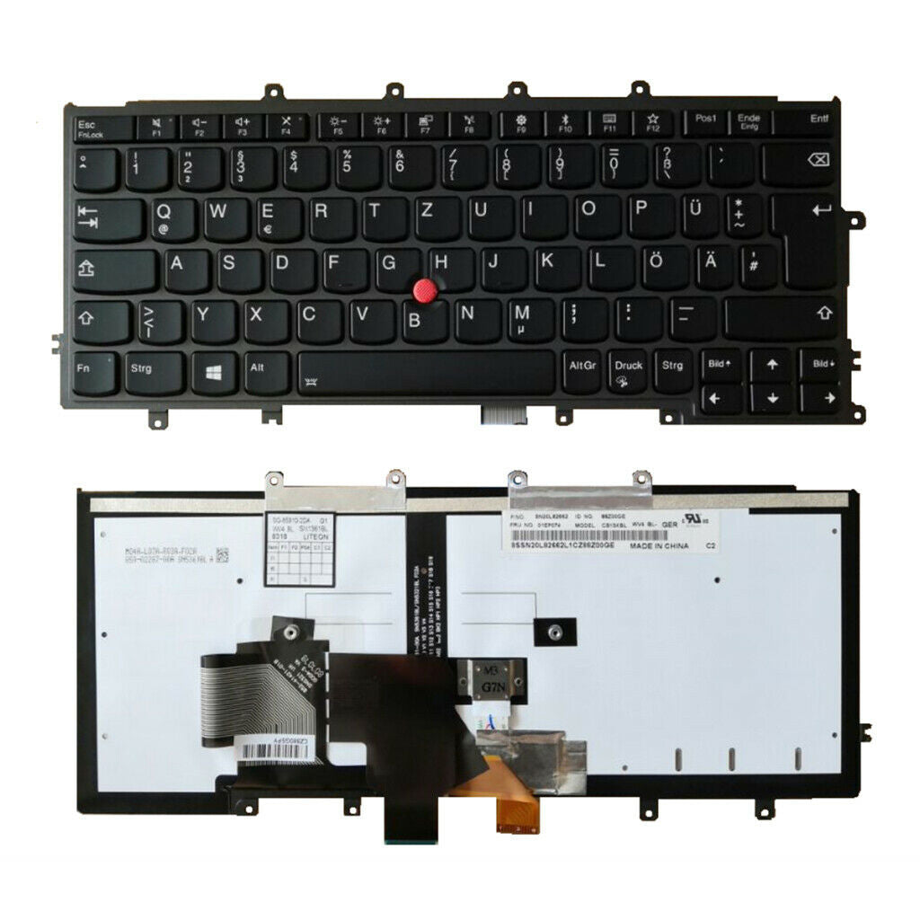 New Keyboard Backlight GER Layout for Lenovo Thinkpad X250 Series Black
