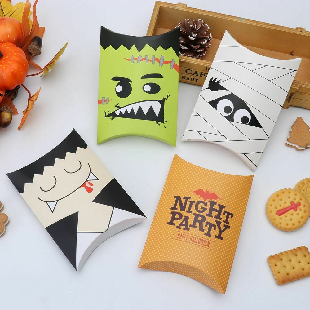 Pouch Cardboard Halloween Kraft Gift Bag Paper Candy Boxes Pillow Shape Box