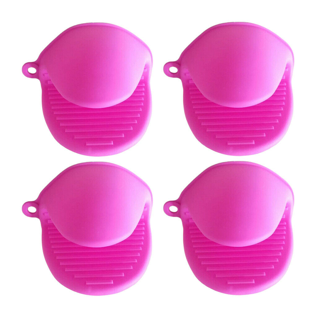 Rose Red Insulation Silicone Gloves Potholder Microwave Oven Mitt Hand Clips