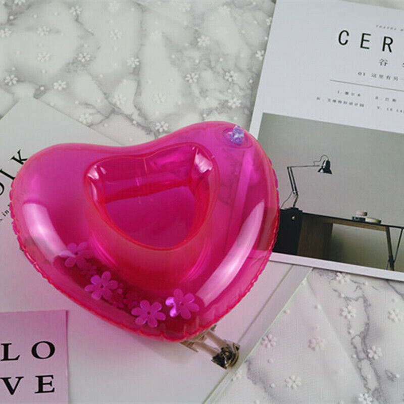 Mini Inflatable Heart Pool Float Toys Drink Float Cup Holder Party Toys
