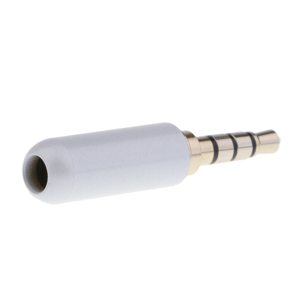 2 Pieces 3.5mm 1/8" TRRS 4 Pole Male Plug A/V Solder Connector White
