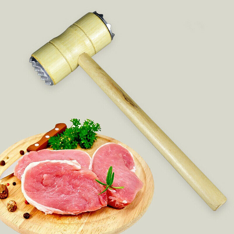 Wooden Double-sided Meat Hammer Meat Tender Hammers Steak Tools Pork Chop Ham BD