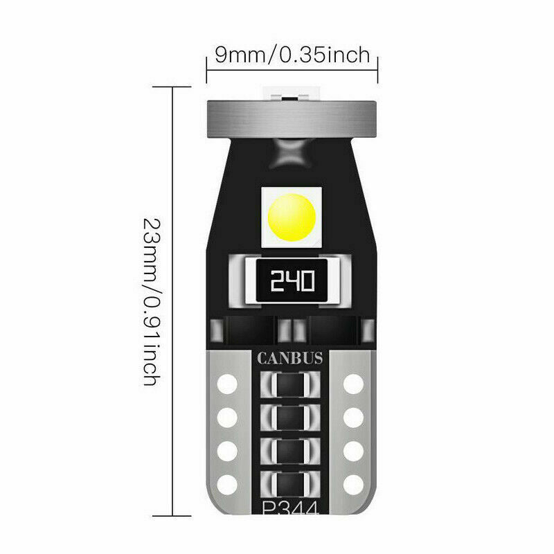 4pcs White T10 3030-SMD LED Bulb Backup Lights  2827, W5W, T10 6000K White Light