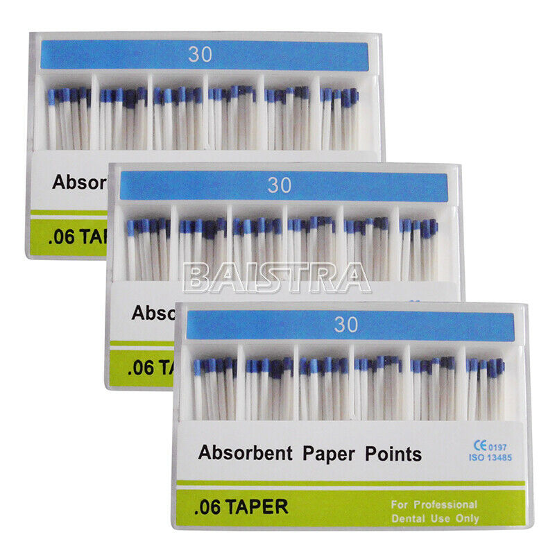 10XDental Root Canal Endodontics Absorbent Paper Points Taper 0.06 30# 100pc/Kit