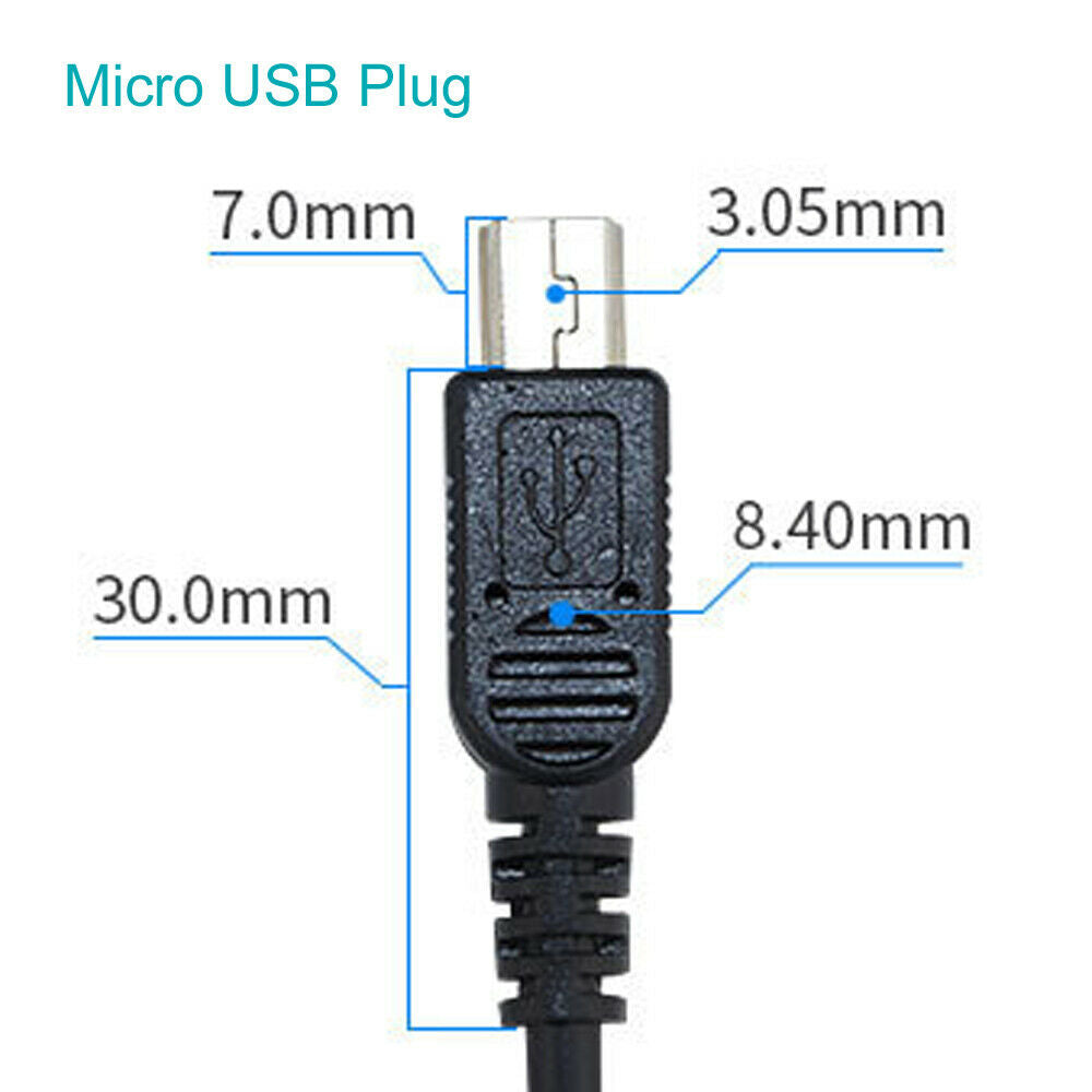 10pcs Micro USB Male Plug 2 wires Power Pigtail 1M/3.3ft 22AWG 3A Cable Cord DIY