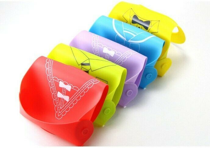 Cute Baby Silicone Bib Waterproof Easy Clean Up Crumb Catcher Purple with