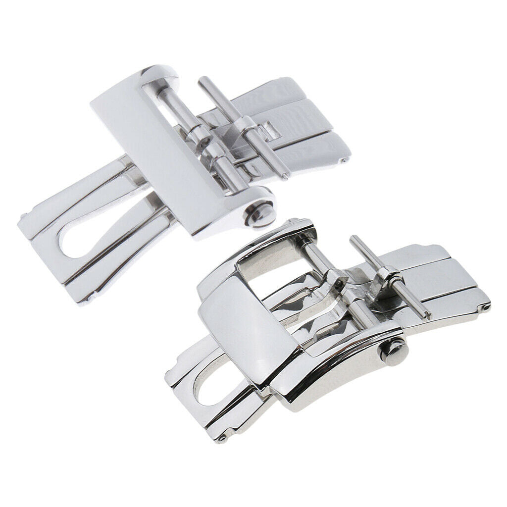 2 Stainless Steel Deployment Clasp Buckle Fasten Watchband Clasp Folding 18/20mm
