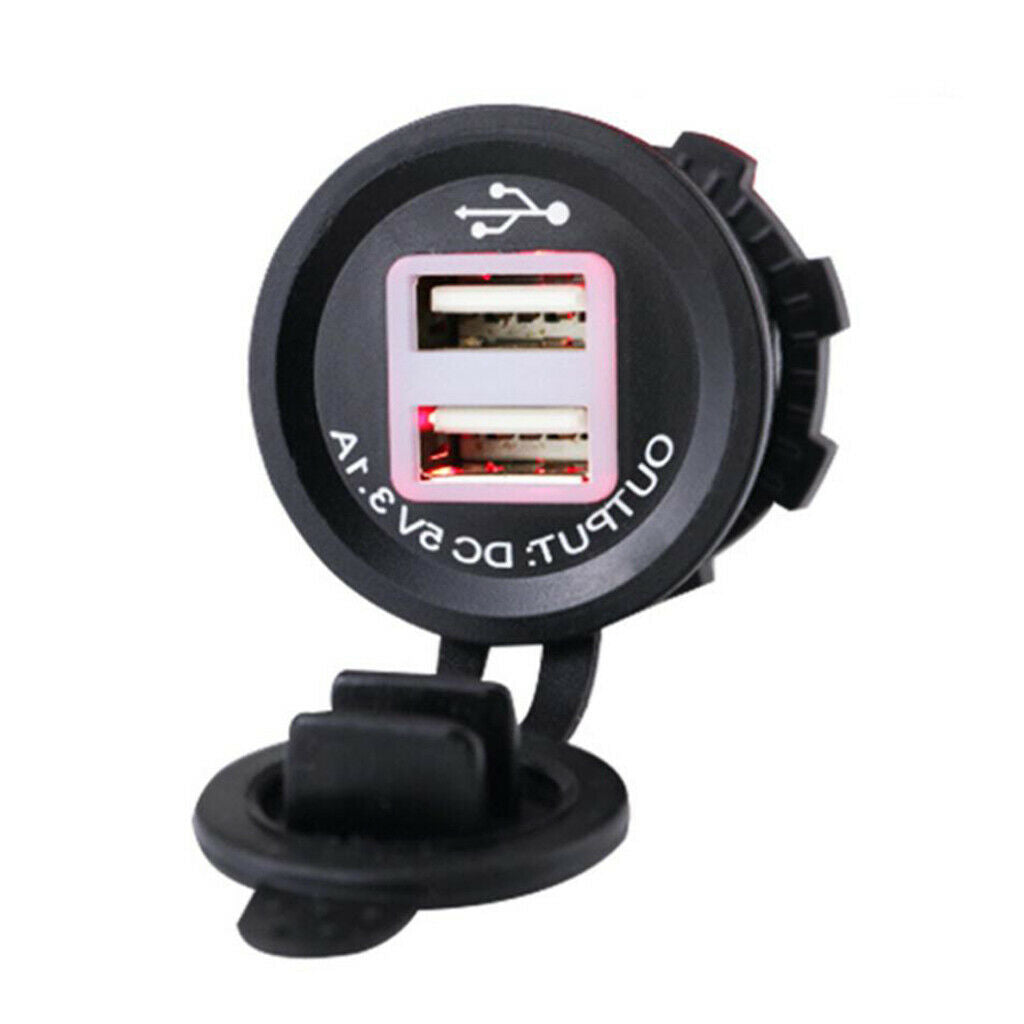 Fast Dual USB Socket Adapter Car Charger Motorcycle Scooter Power Supply