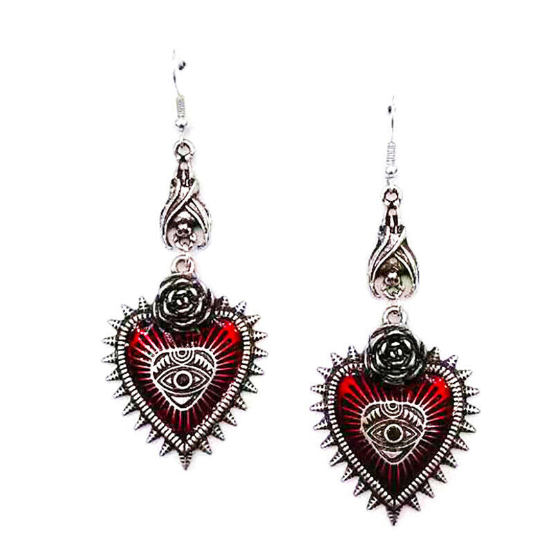 Drop Earring Jewelry Blood Rose Heart Oil Bat Gothic Retro Hangi.l8