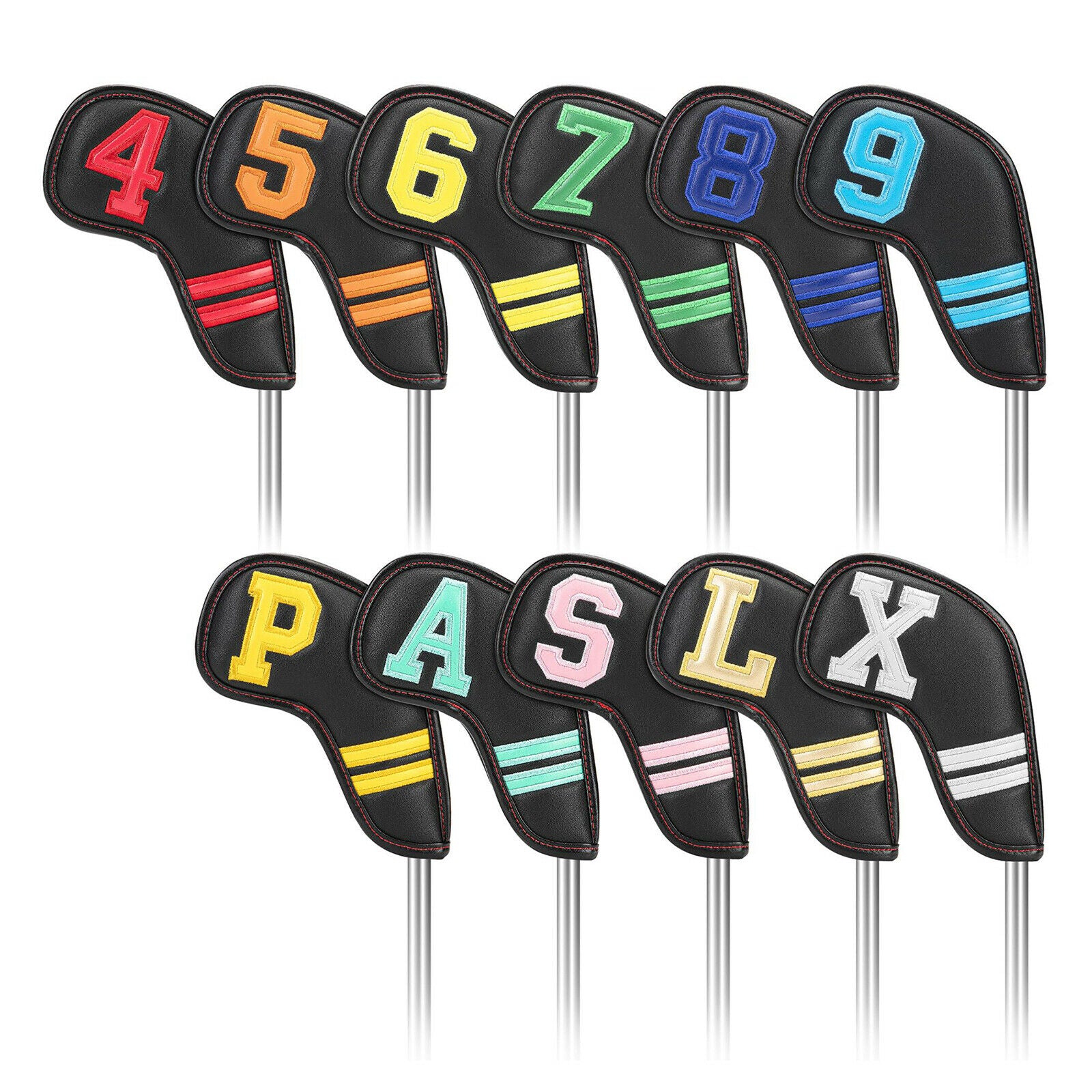 11x Golf Iron Headcover Club Head Cover Protector Colorful Number Guard Cases