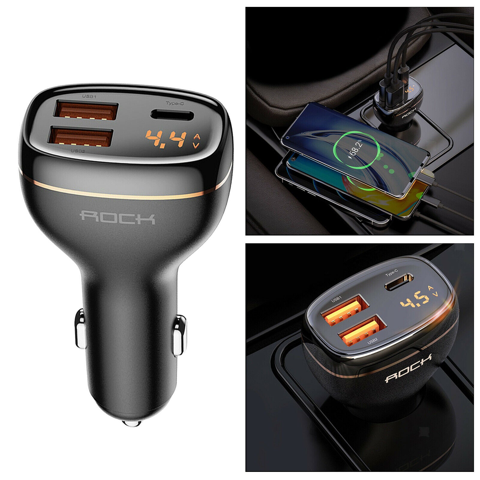 USB Car Charger Quick Charge PD&QC 3.0 LED Display Voltage Monitor Tool