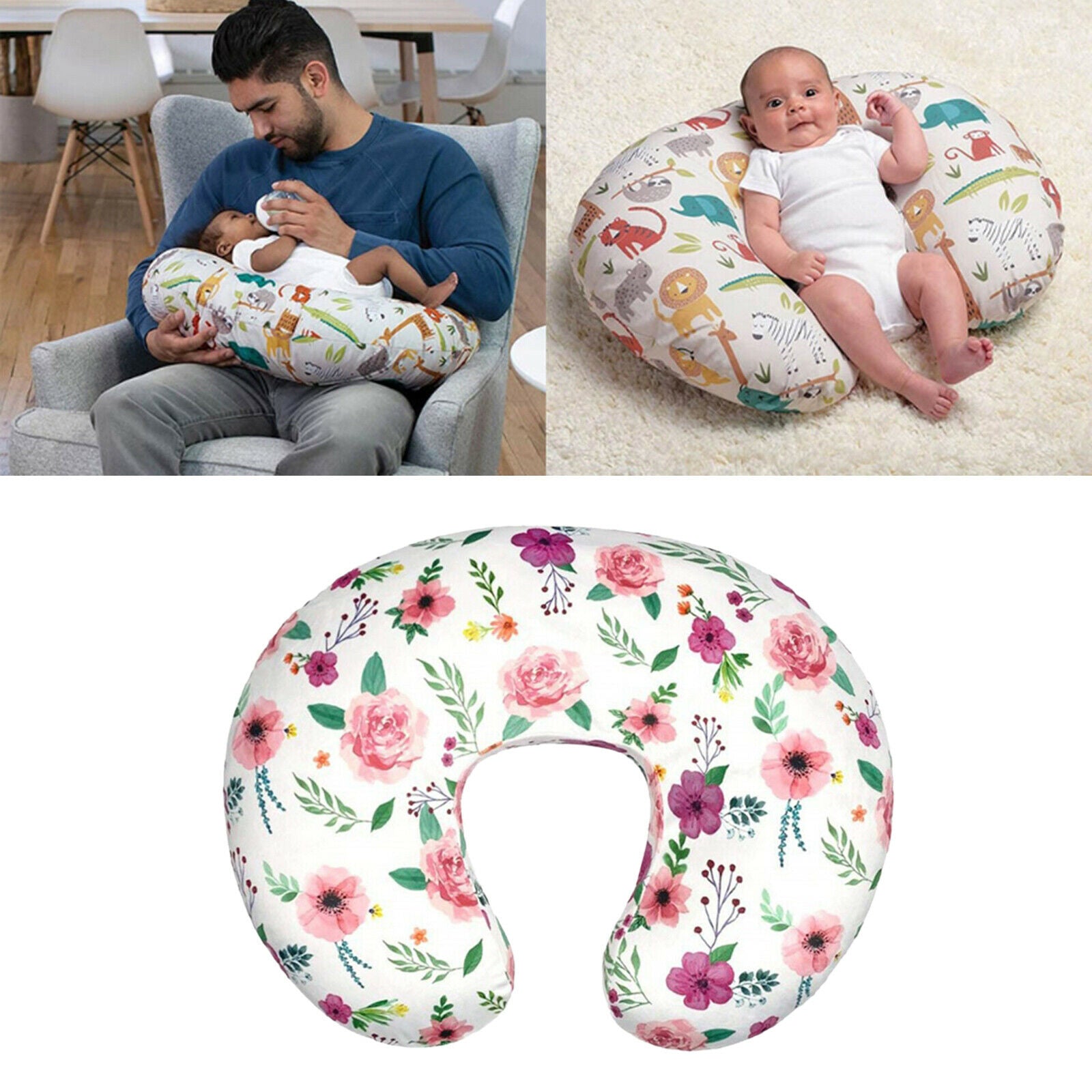 Cotton U-Shaped Feeding Pillow Cover for Newborn Breastfeeding  type D Gift