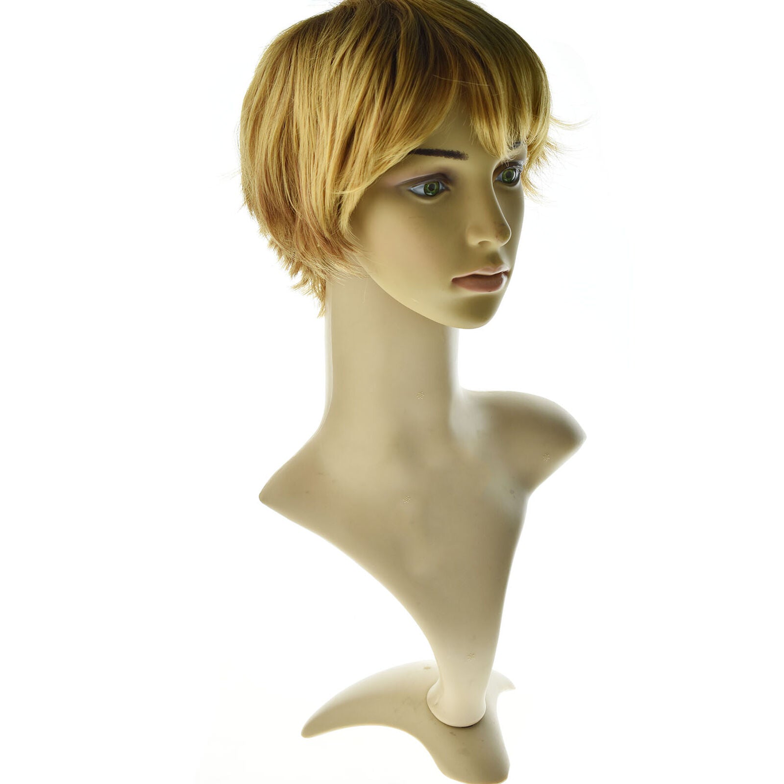 Lady Natural Short Hair Wig Pixie Curly Cropped Boycut Full Wig Women Bob+Cap