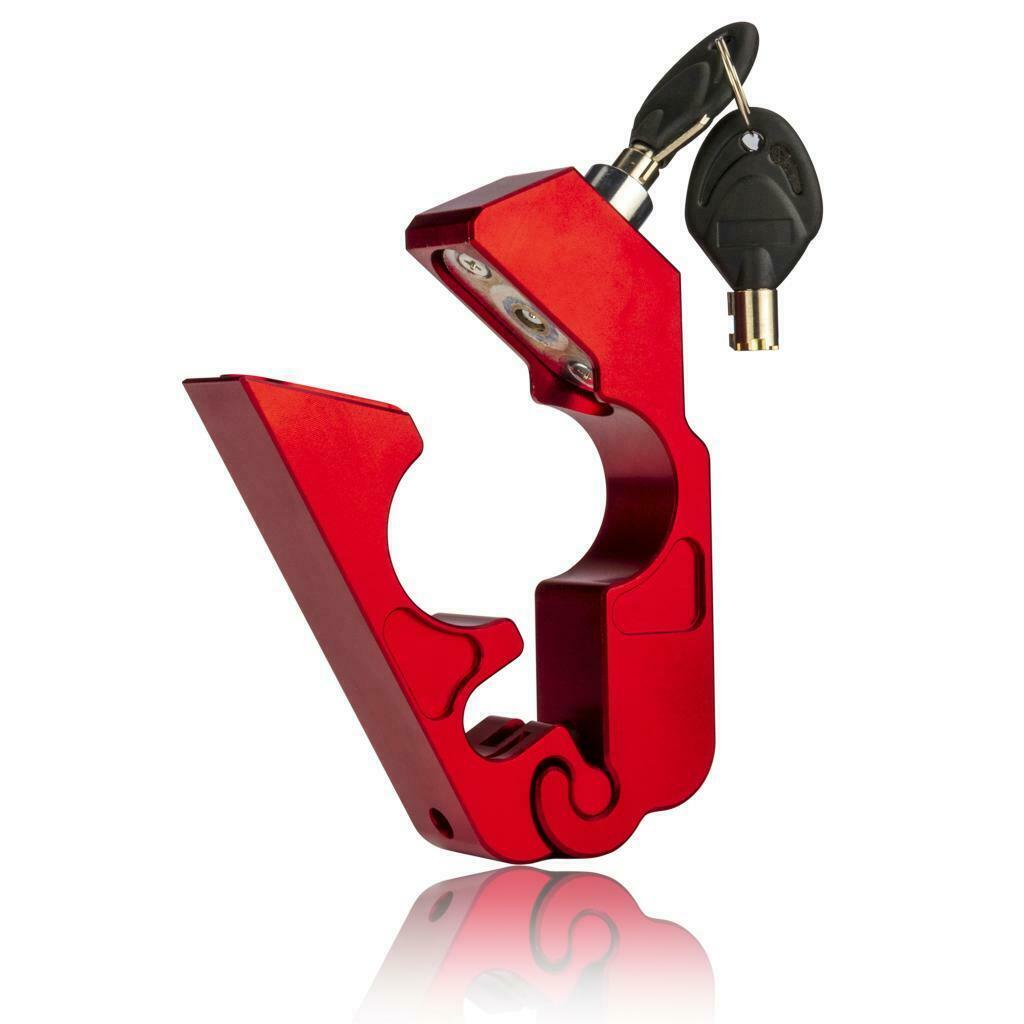 Red Universal CNC Aluminum Alloy Motorcycle Handlebar Lock Anti-Theft