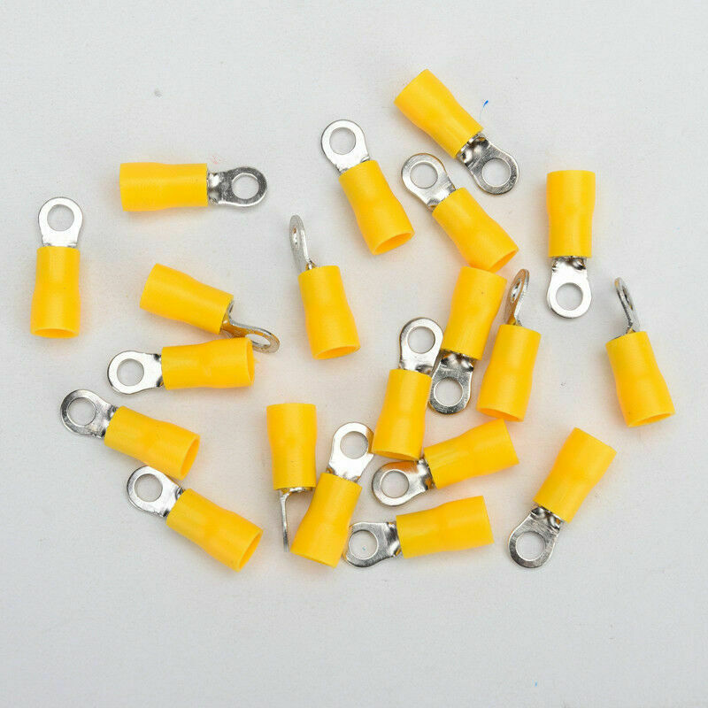20pcs Yellow 10-12AWG RV 5.5-4S Insulated Car Crimp Ring Terminal Wire Connector