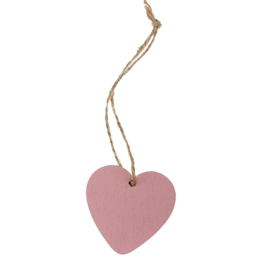 20Pcs Pink Painted Small Wood Heart Message Gift Tags Signs Embellishment Craft