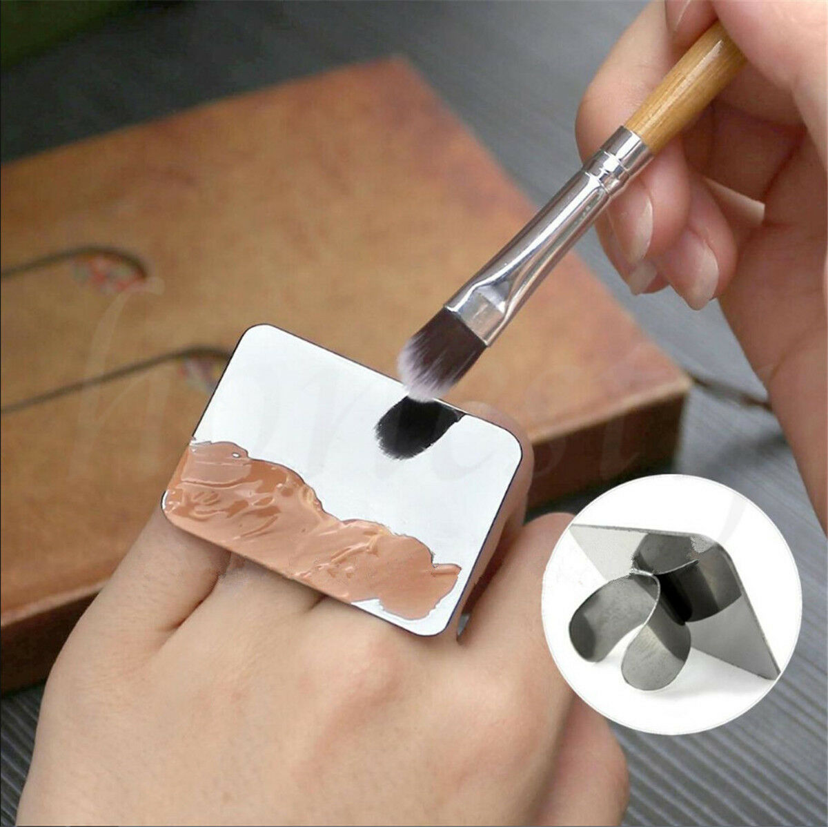 Mini Finger Nail Art Mixing Palette Accessory For Free Hand Manicure Ring Tools